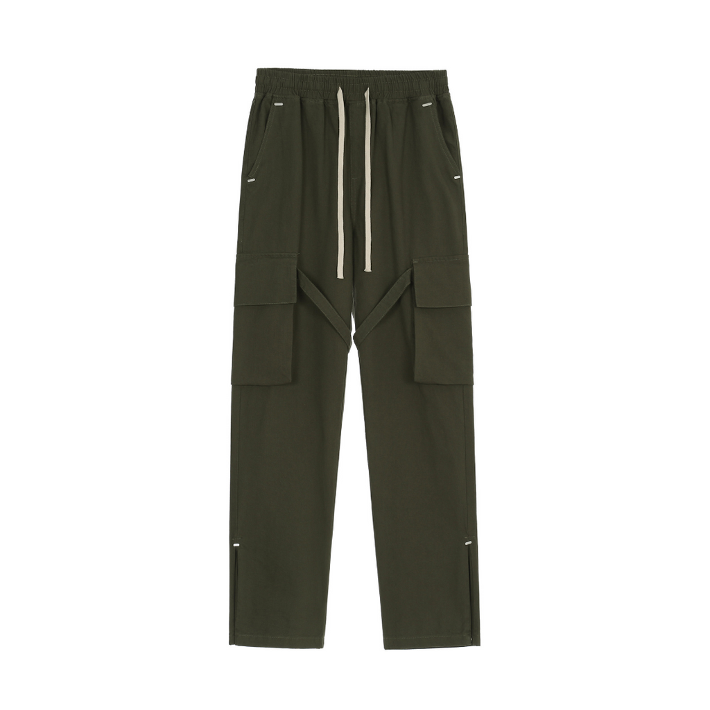 Askyurself Pant Loose Casual Straight-Leg Drawstring Overalls Trousers