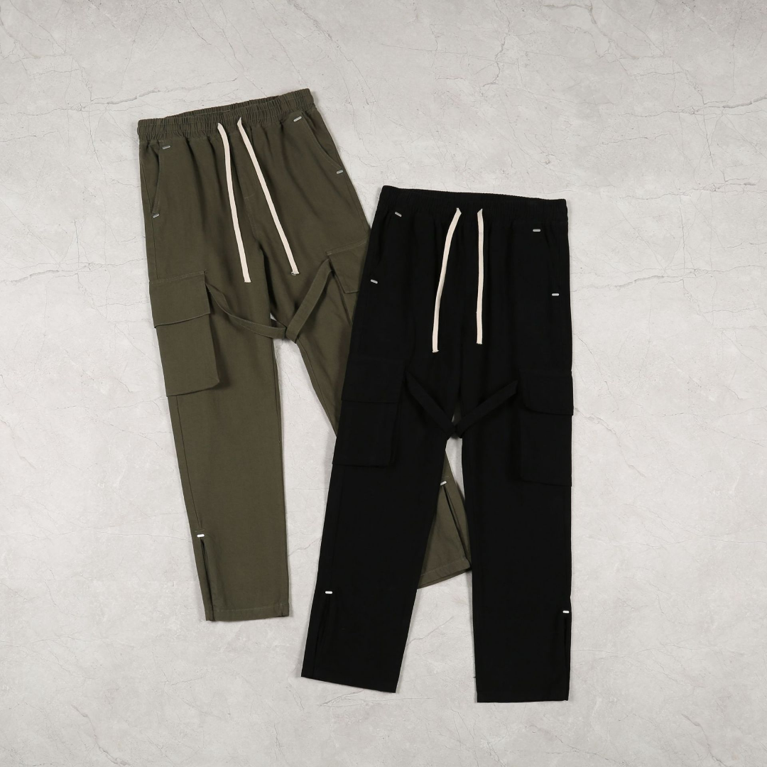 Askyurself Pant Loose Casual Straight-Leg Drawstring Overalls Trousers