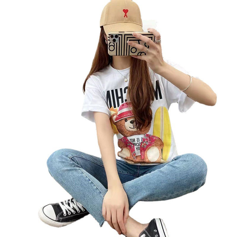 Moschino T-shirt T-shirt Round Neck Pullover Loose