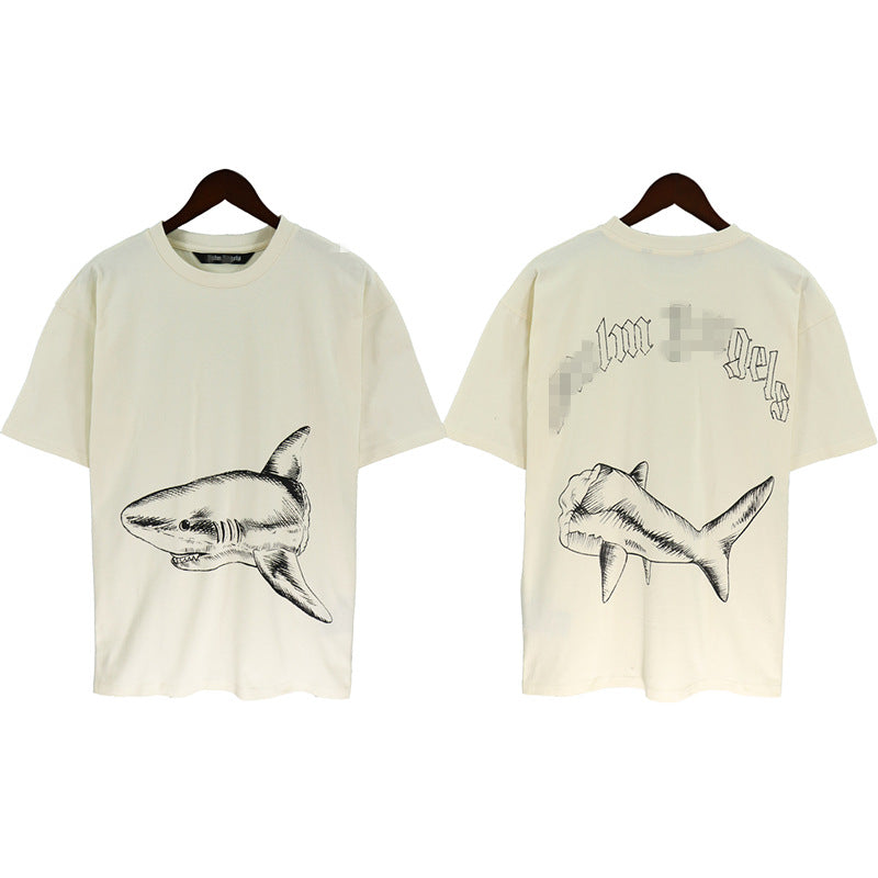Palm Angels T-shirt Sketch Break Shark Alphabet Short Sleeve T-shirt