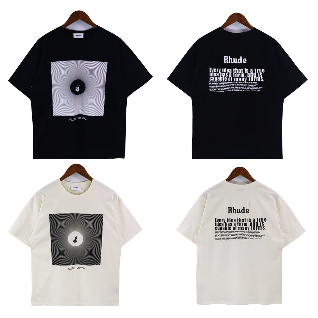 Rhude T-shirt Alphabet Slogan Printed Short Sleeve T-shirt