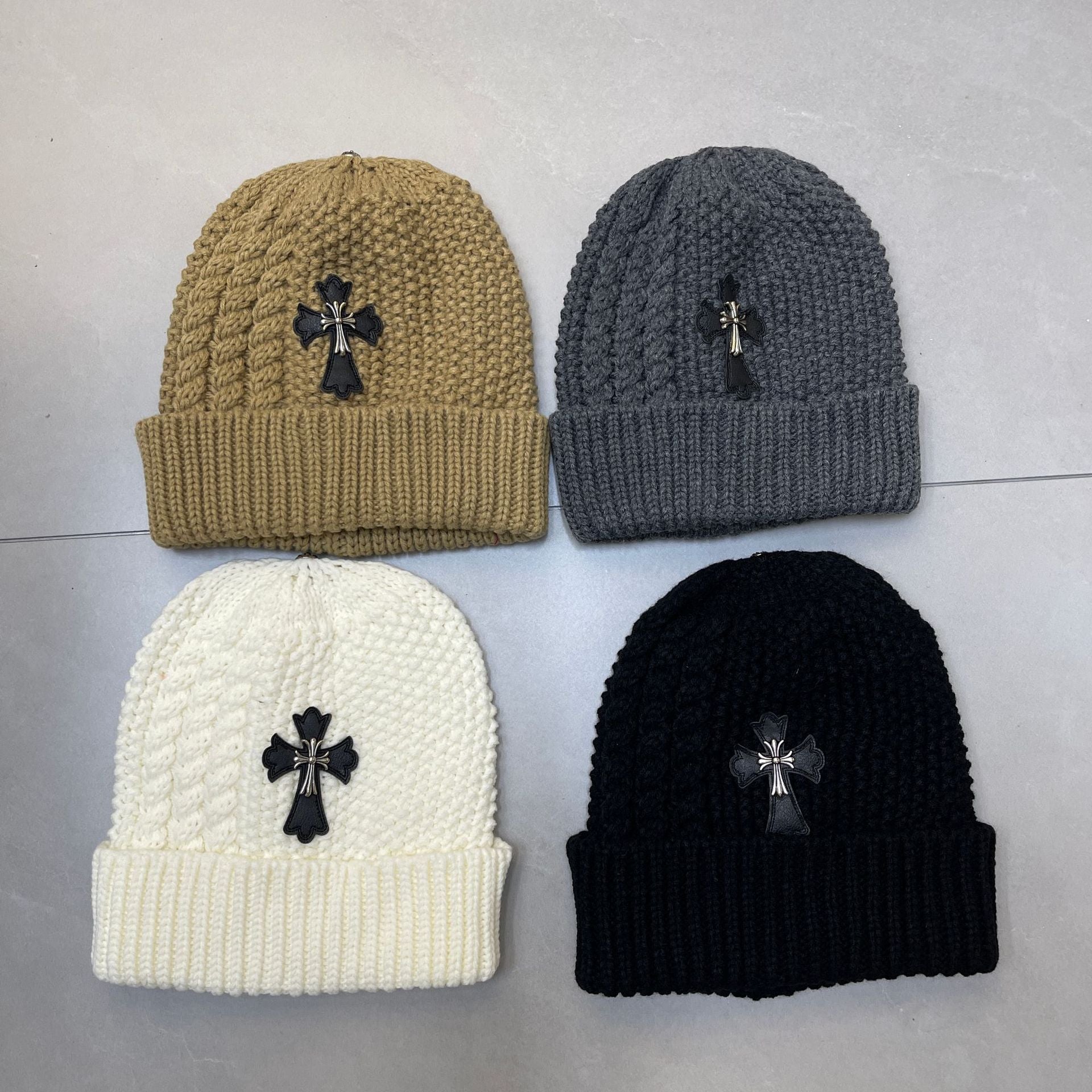 Chrome Heart Beanie Twist Wool Knitted Hat Ear Protector Headcap