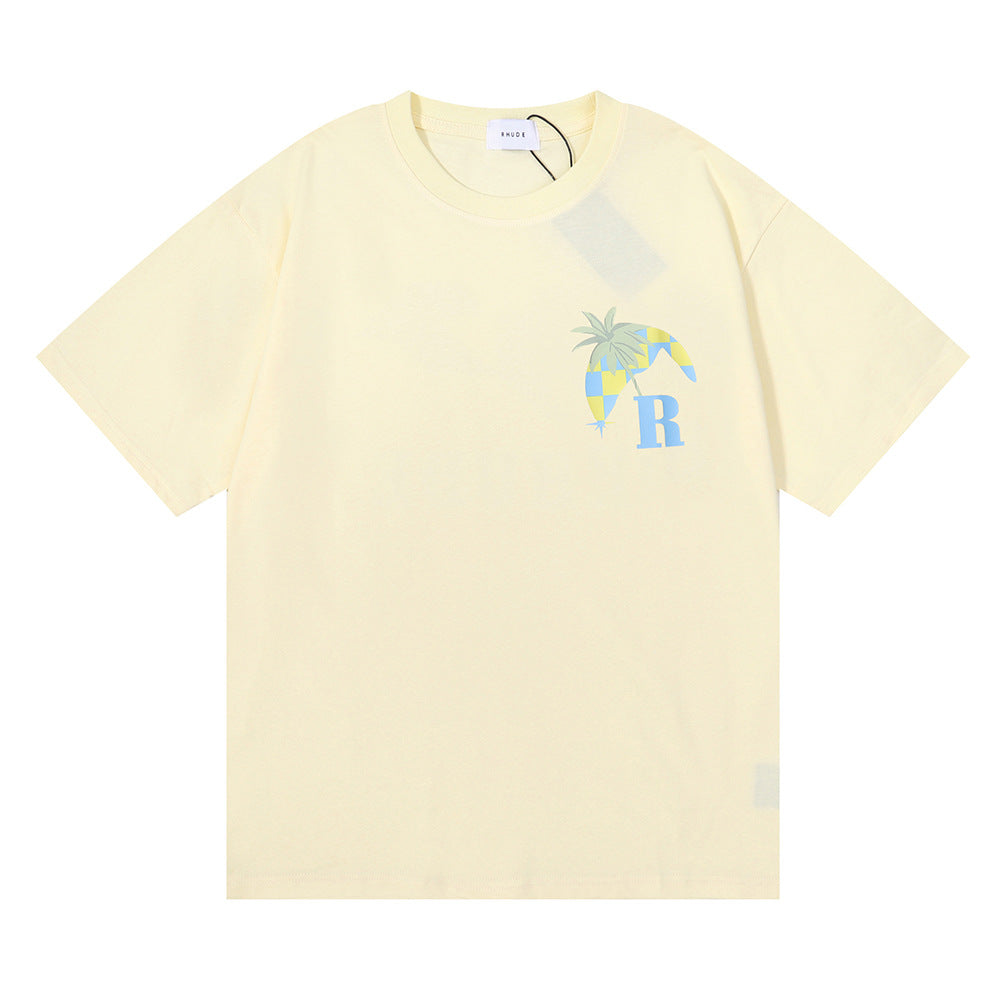 Rhude T-shirt Sunset Coconut Racing Printed Short Sleeve T-shirt