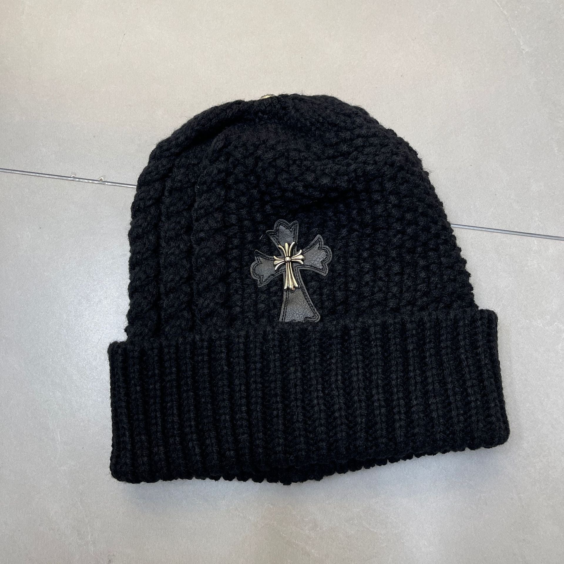 Chrome Heart Beanie Twist Wool Knitted Hat Ear Protector Headcap
