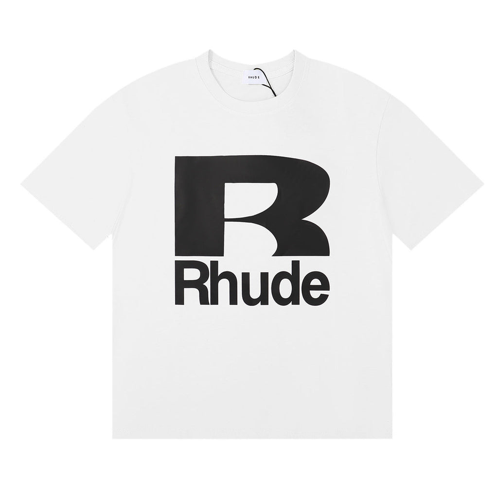 Rhude T-shirt Alphabet Coconut Racing Pattern Short Sleeve T-shirt