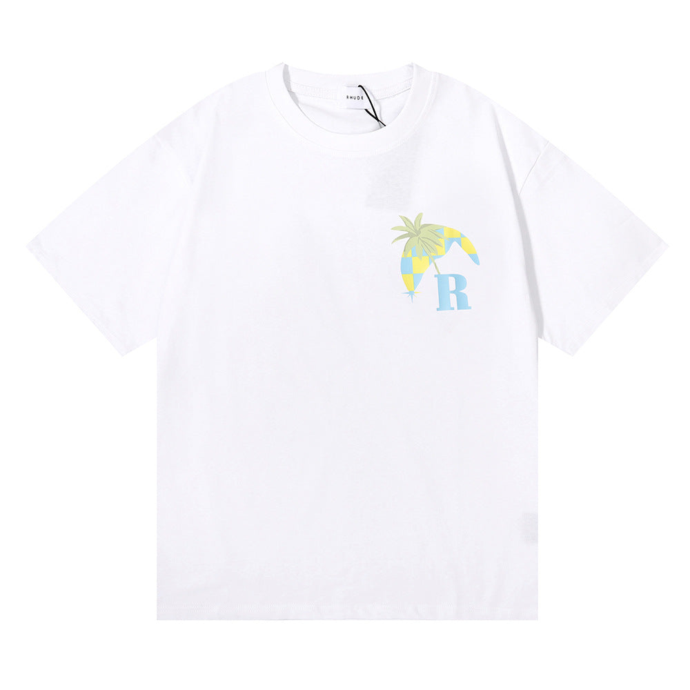 Rhude T-shirt Sunset Coconut Racing Printed Short Sleeve T-shirt
