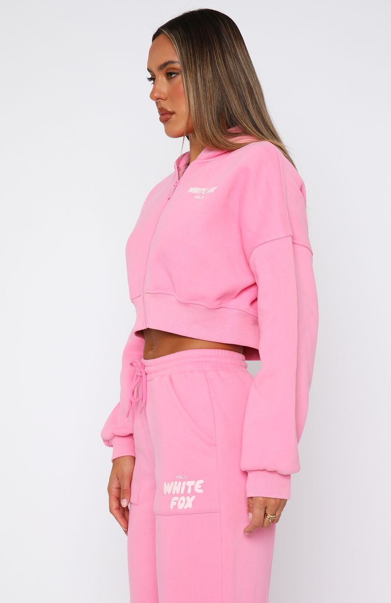 Offstage Cropped Zip Hoodie Bubblegum